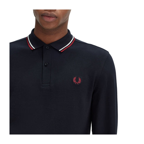 Fred Perry Polo Polo Uomo lunga Twin Tipped Blu bianco rosso - Francavilla Moda